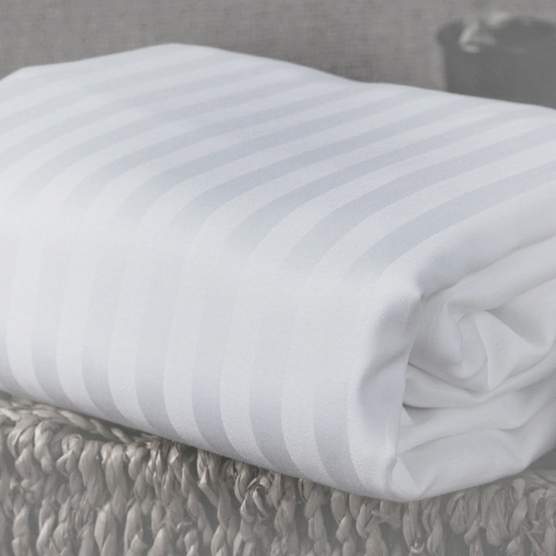 순수한 면화 흰색 TC300 Sateen Stripe 호텔 침대 시트 공급